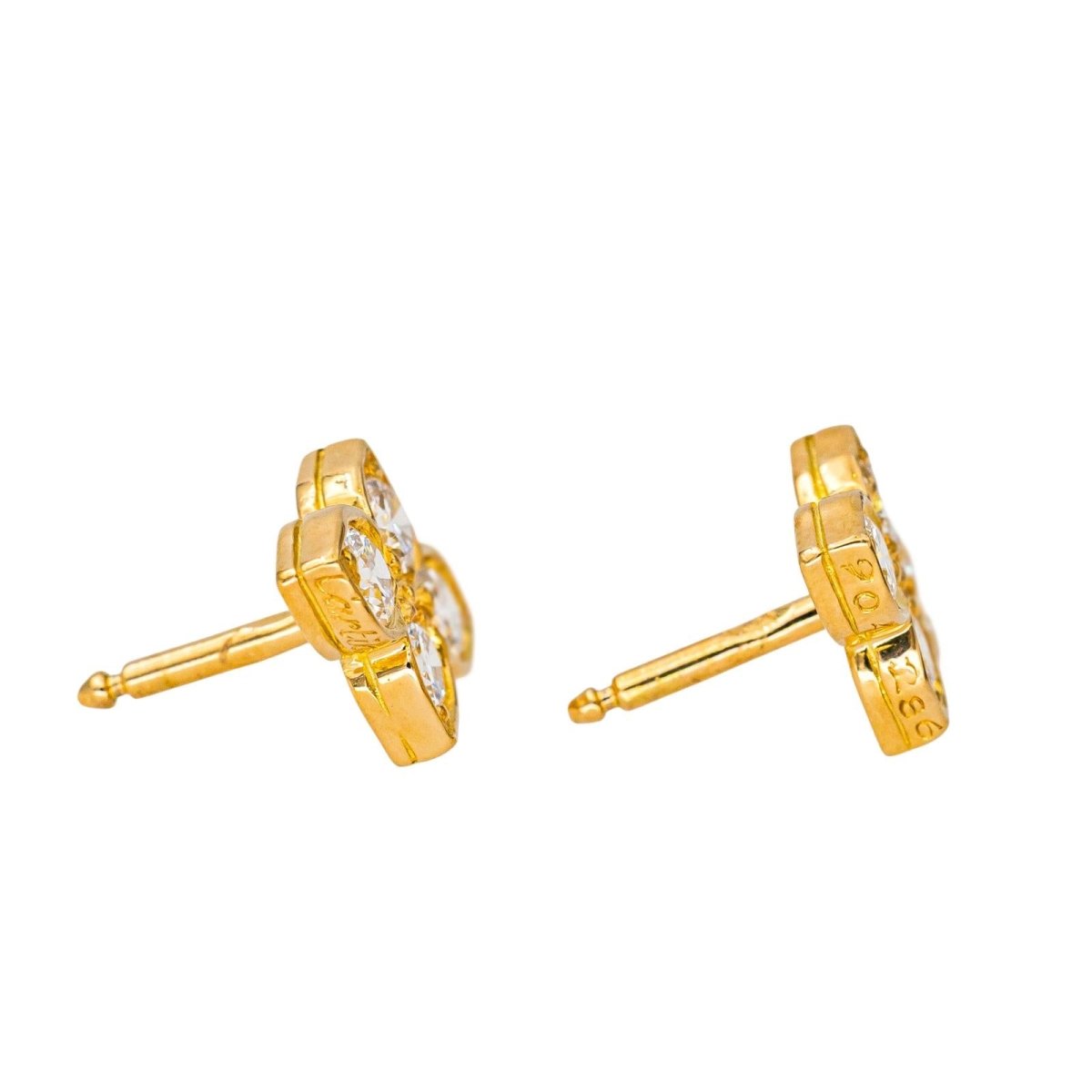 Boucles d'oreilles Puces CARTIER "Hindu" en or jaune et diamants - Castafiore