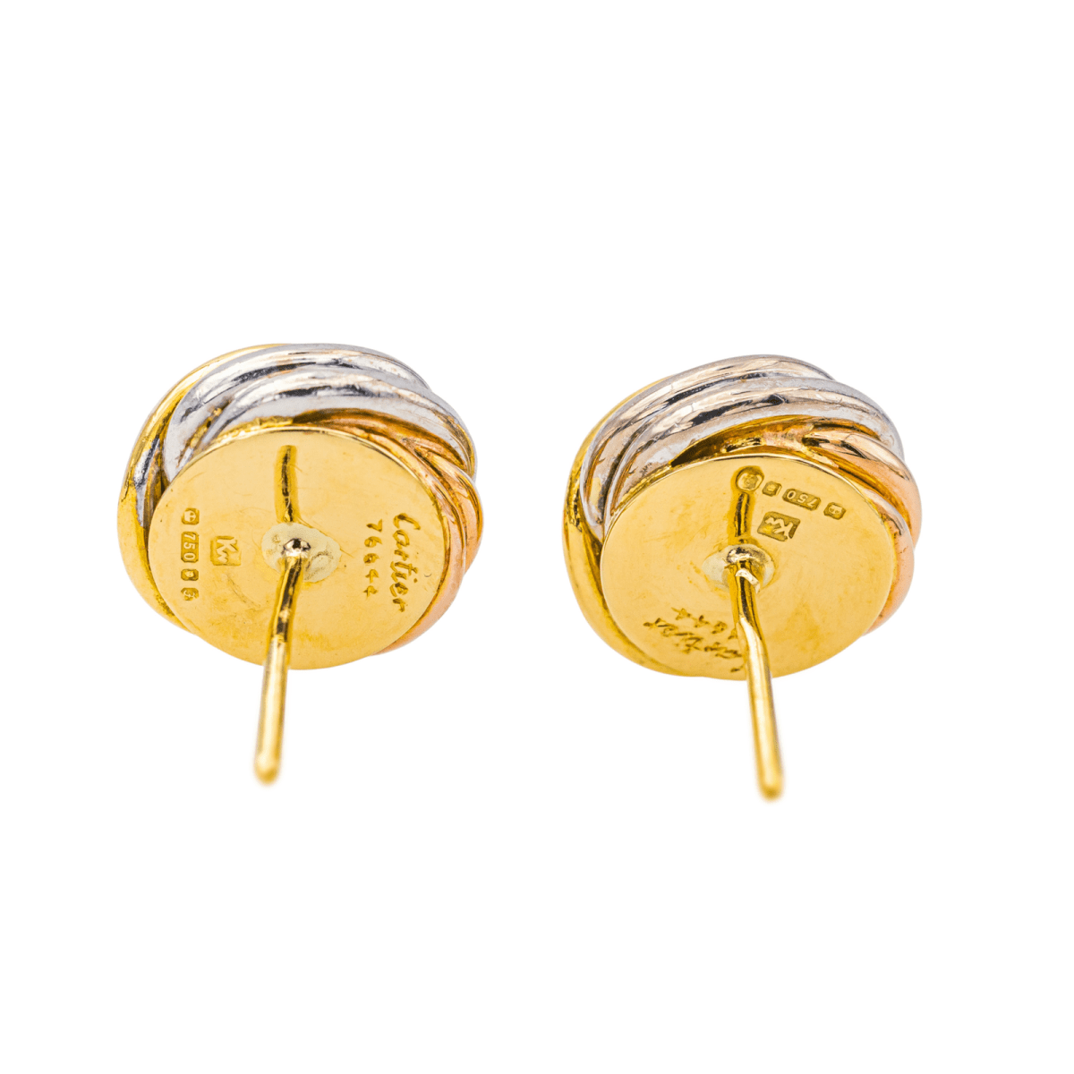 Boucles d'oreilles Puces CARTIER "Trinity" en or jaune, or blanc et or rose - Castafiore