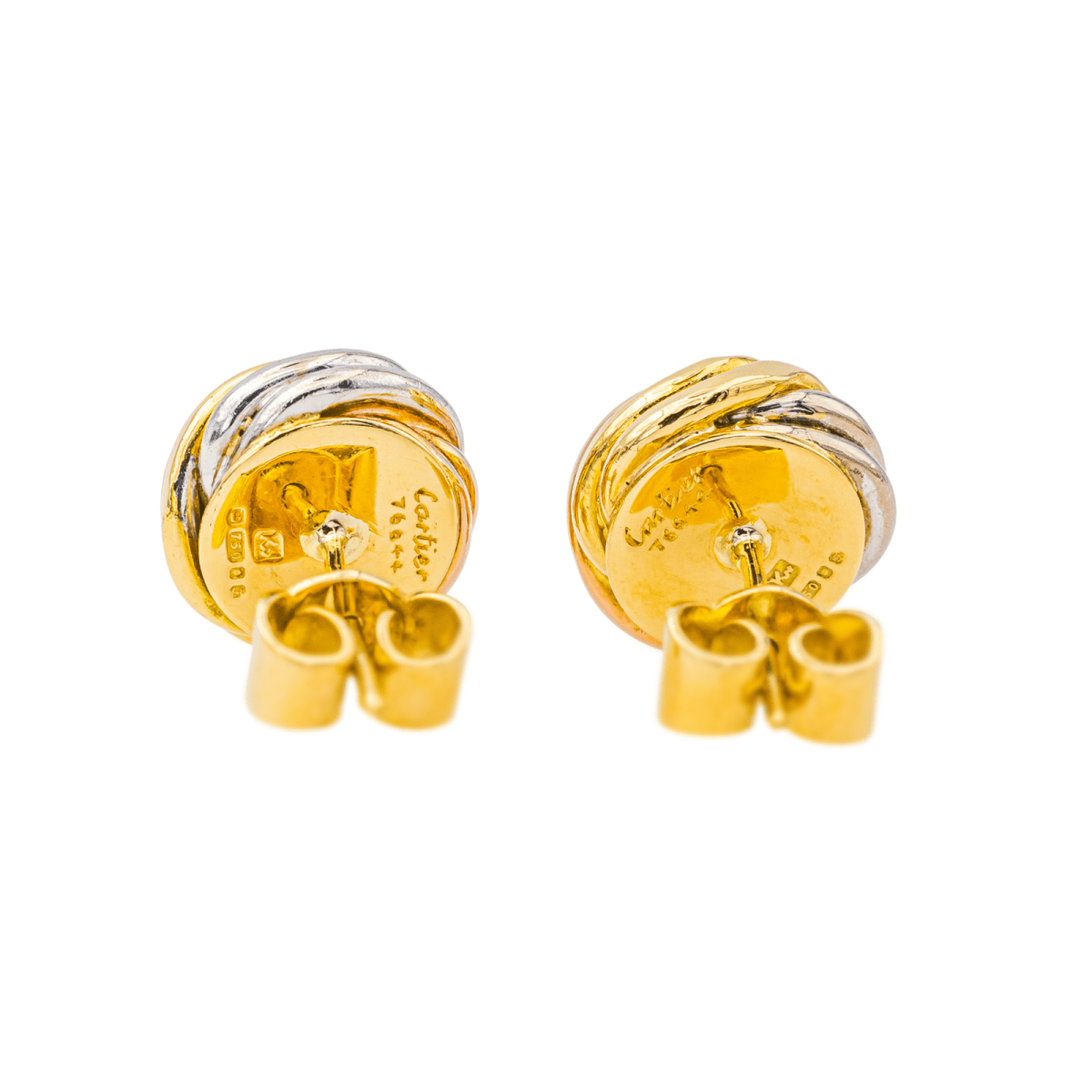 Boucles d'oreilles Puces CARTIER "Trinity" en or jaune, or blanc et or rose - Castafiore