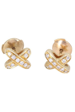 Boucles d'oreilles Puces CHAUMET "Jeux de Liens" en or jaune et diamants - Castafiore