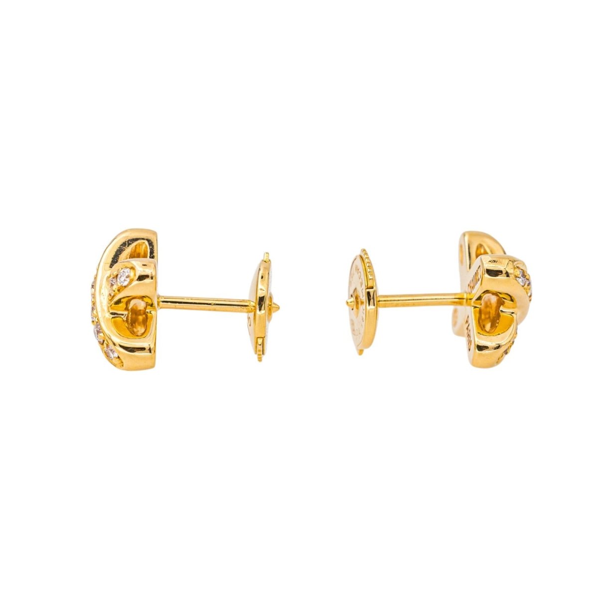 Boucles d'oreilles Puces CHAUMET "Jeux de Liens" en or jaune et diamants - Castafiore
