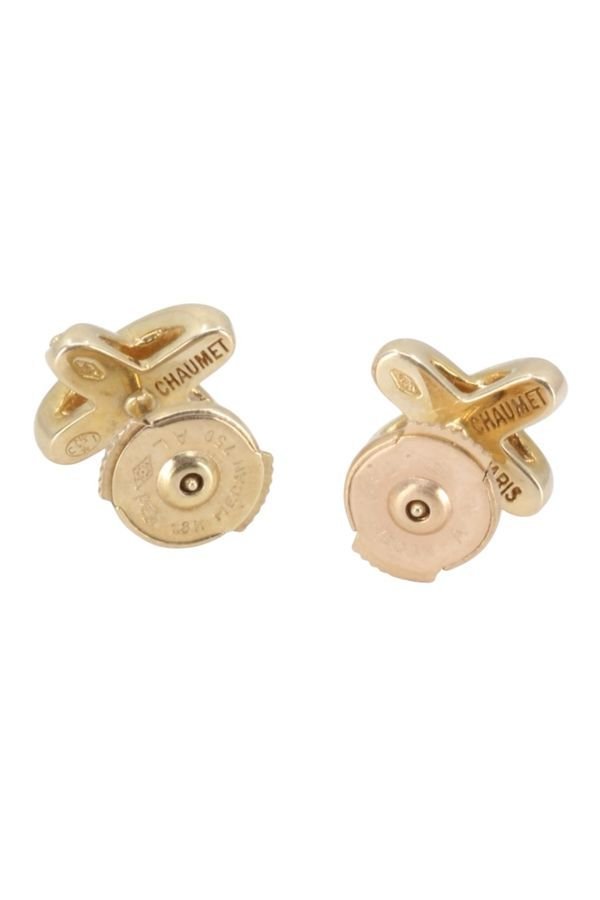 Boucles d'oreilles Puces CHAUMET "Jeux de Liens" en or jaune et diamants - Castafiore