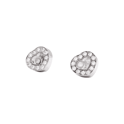 Boucles d'oreilles Puces CHOPARD "Happy diamonds" en or blanc et diamants - Castafiore