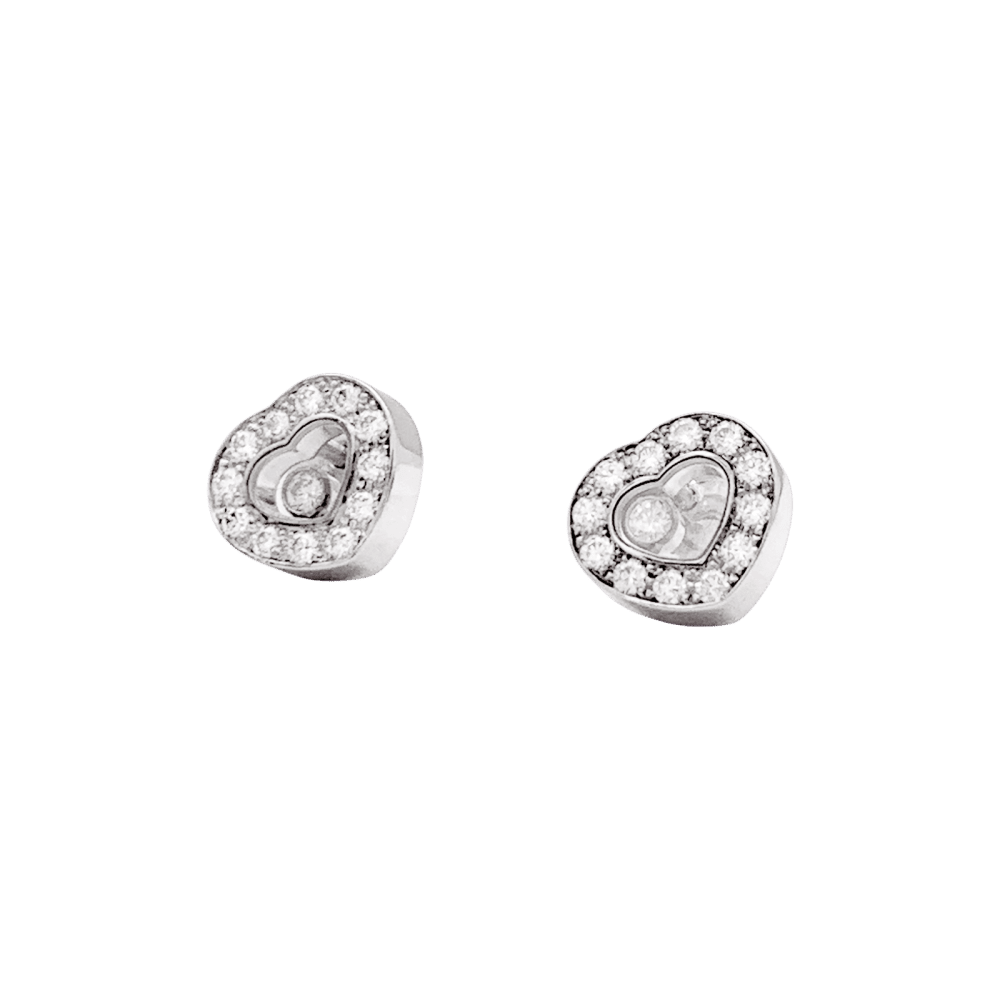 Boucles d'oreilles Puces CHOPARD "Happy diamonds" en or blanc et diamants - Castafiore