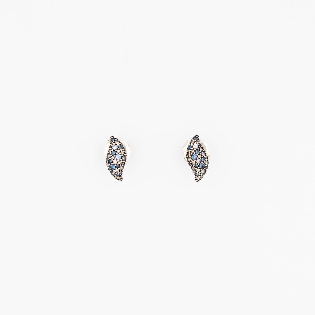 Boucles d'Oreilles Puces DAVID YURMAN en argent, saphirs et diamants - Castafiore