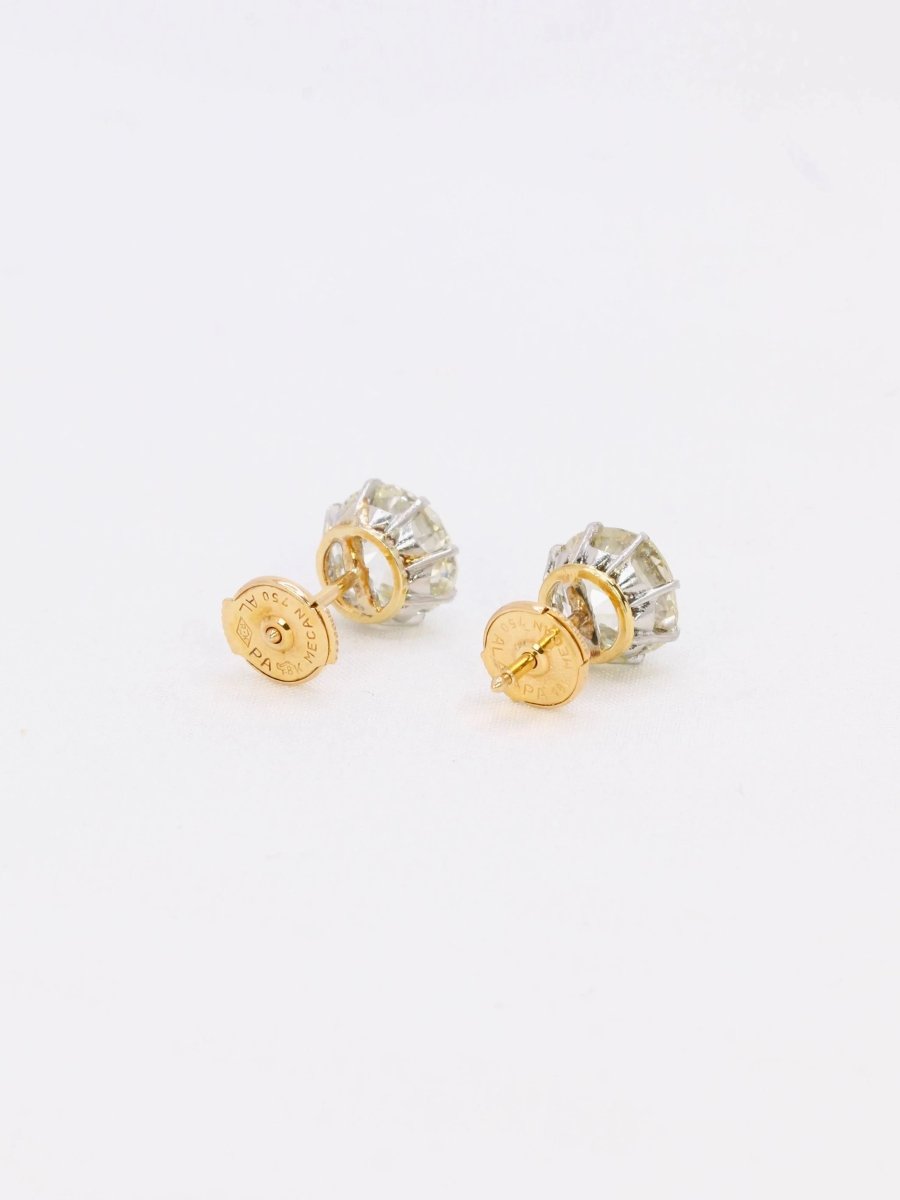 Boucles d'oreilles puces diamants taille ancienne 3.37 ct - Castafiore