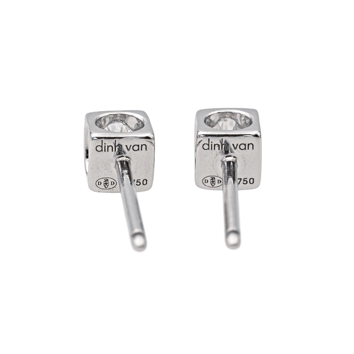 Boucles d'oreilles Puces DINH VAN "Cube" en or blanc et diamants - Castafiore