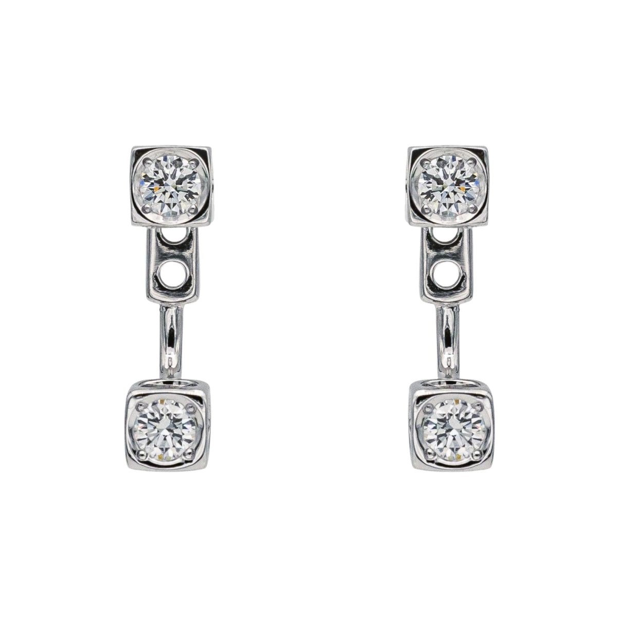 Boucles d'oreilles Puces DINH VAN "Cube" en or blanc et diamants - Castafiore