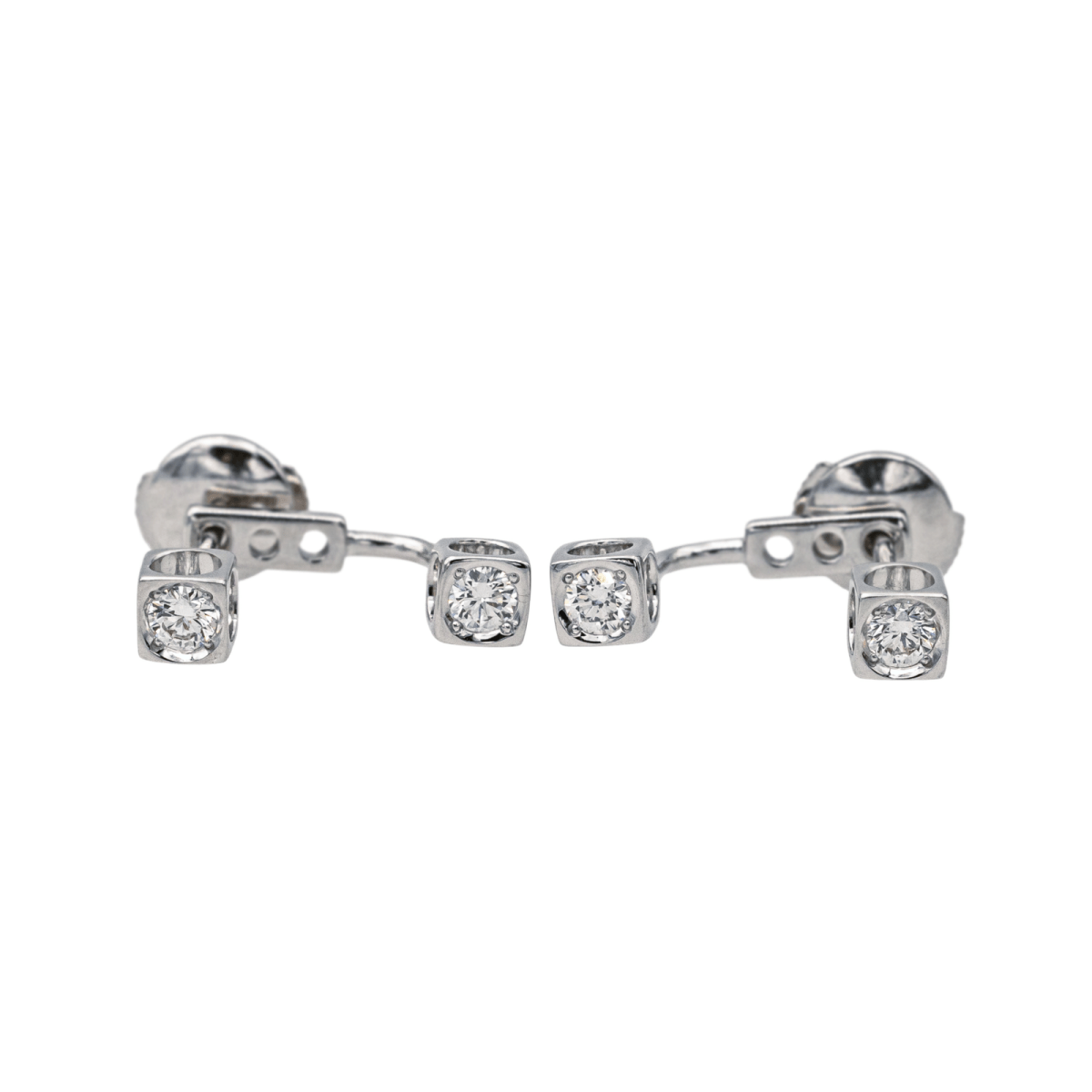 Boucles d'oreilles Puces DINH VAN "Cube" en or blanc et diamants - Castafiore