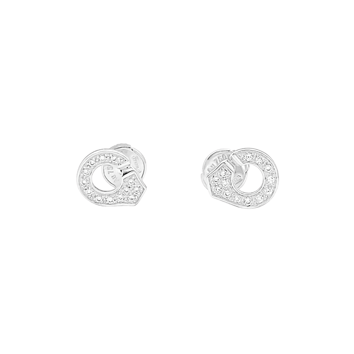 Boucles d'oreilles Puces DINH VAN "Menottes R7,5" en or blanc et diamants - Castafiore