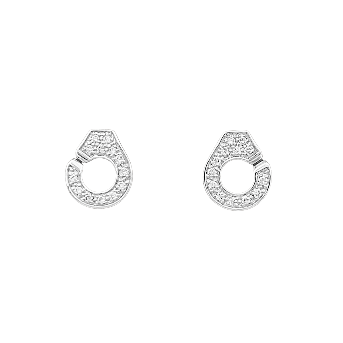 Boucles d'oreilles Puces DINH VAN "Menottes R7,5" en or blanc et diamants - Castafiore