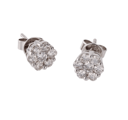Boucles d'oreilles Puces en en or blanc et diamants - Castafiore