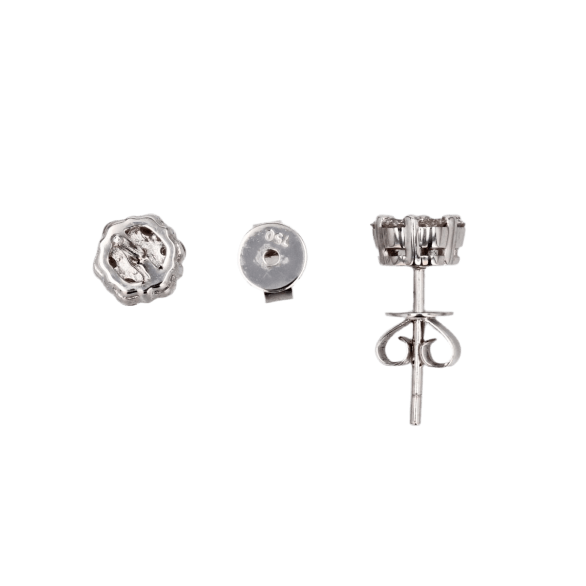 Boucles d'oreilles Puces en en or blanc et diamants - Castafiore