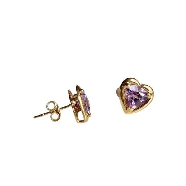 Boucles d’oreilles puces en or 18k en forme de cœur - Castafiore