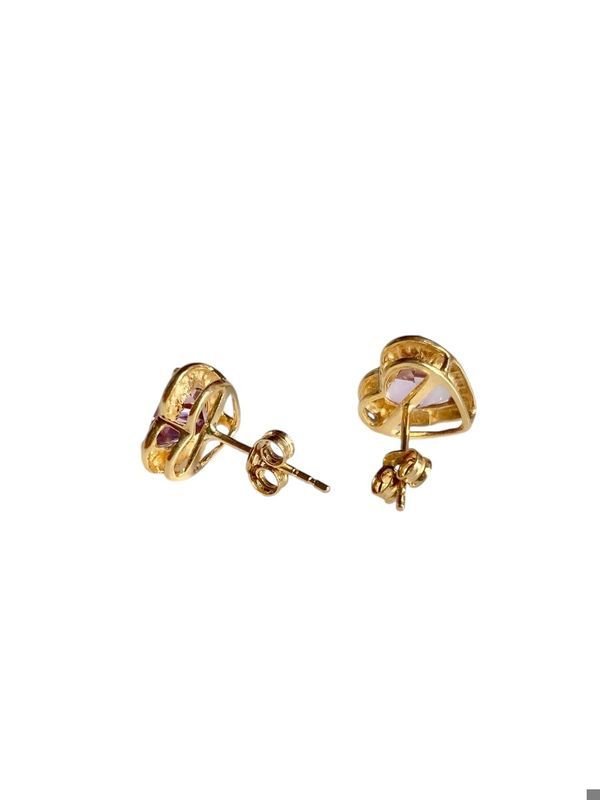 Boucles d’oreilles puces en or 18k en forme de cœur - Castafiore