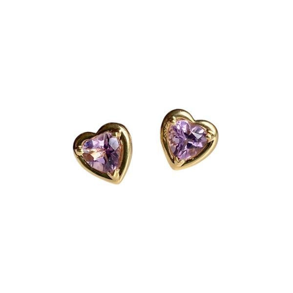 Boucles d’oreilles puces en or 18k en forme de cœur - Castafiore