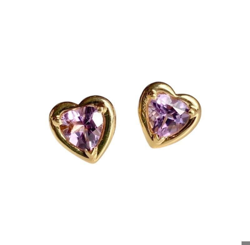 Boucles d’oreilles puces en or 18k en forme de cœur - Castafiore