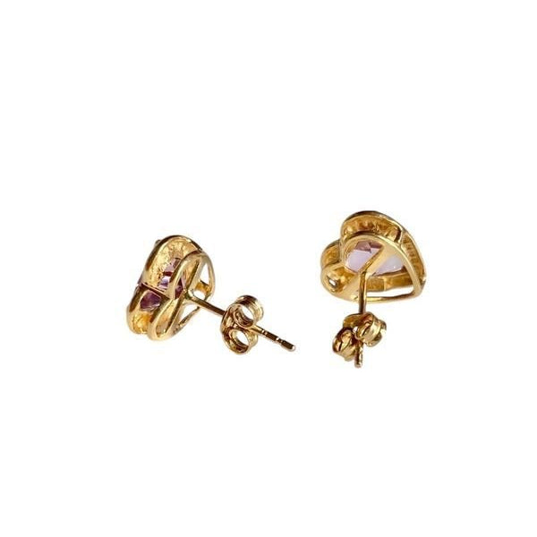 Boucles d’oreilles puces en or 18k en forme de cœur - Castafiore