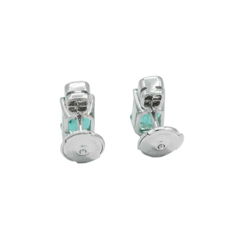 Boucles d’oreilles Puces en or blanc, émeraudes et diamants - Castafiore