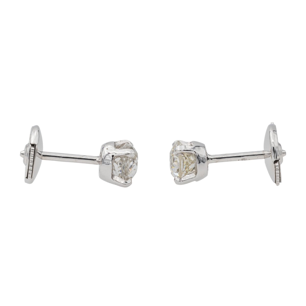 Boucles d'oreilles Puces en or blanc et diamant - Castafiore