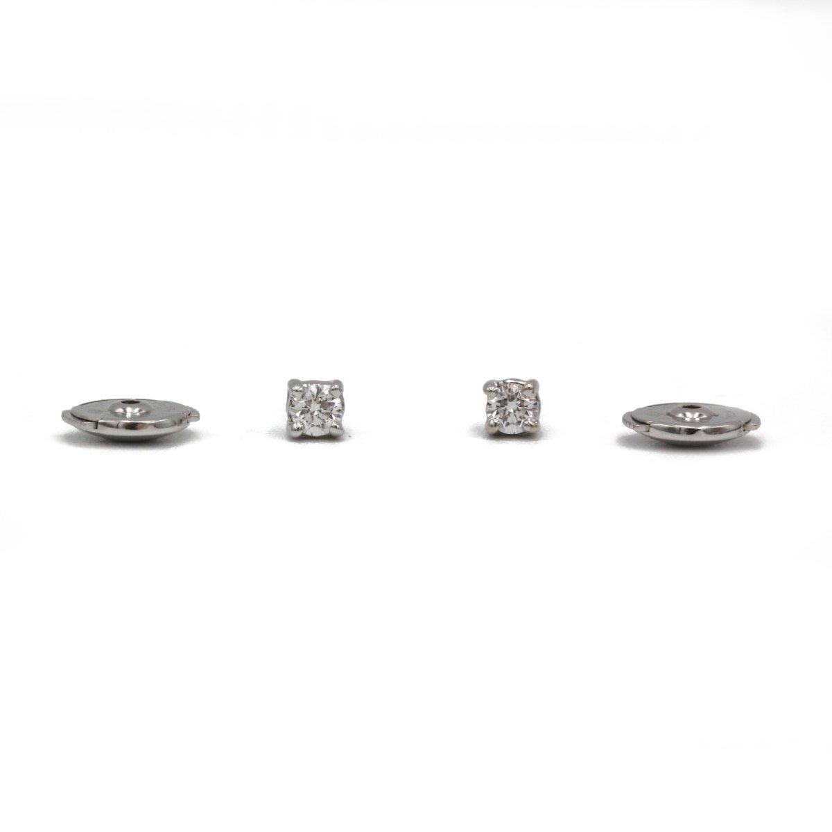 Boucles d'oreilles Puces en or blanc et diamant - Castafiore