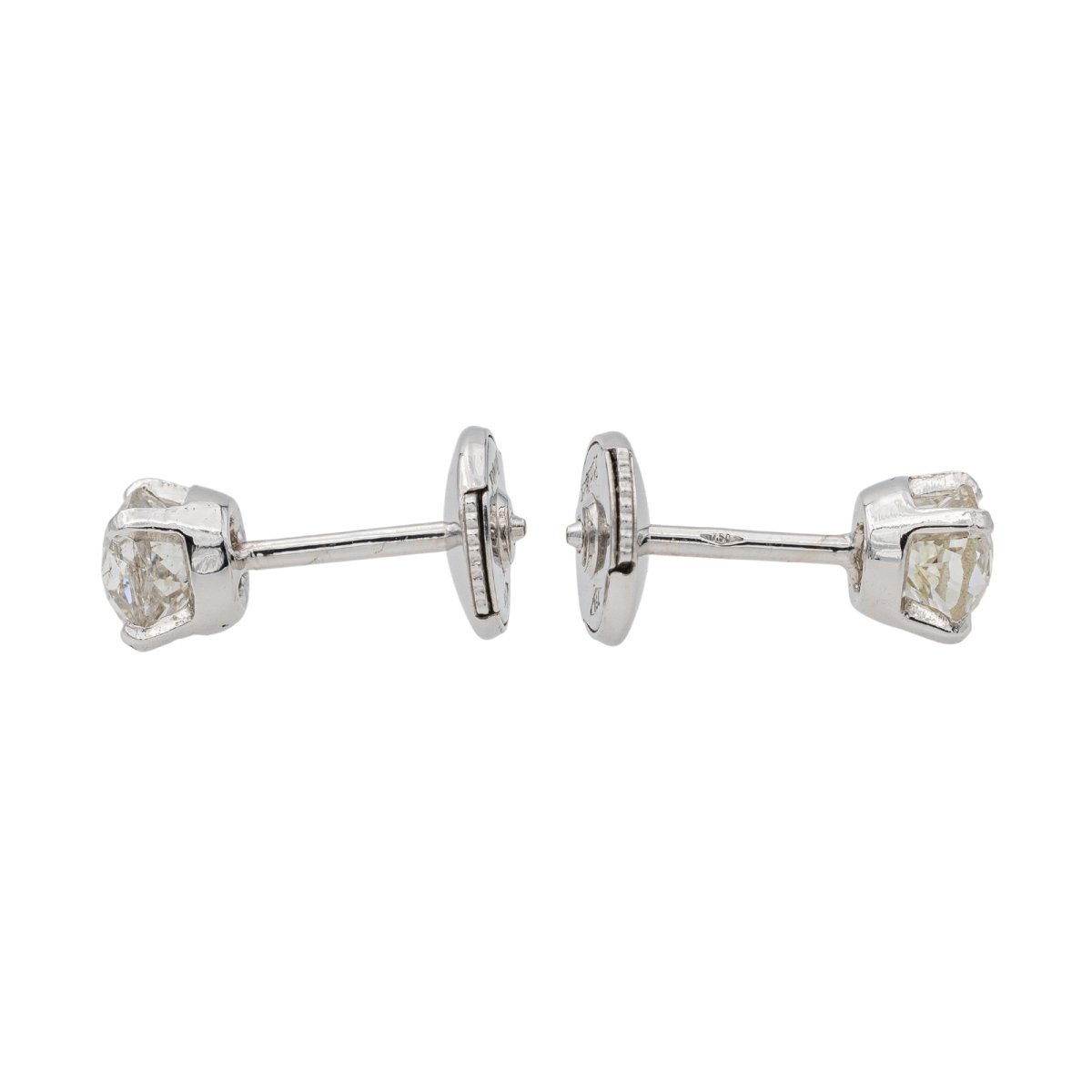 Boucles d'oreilles Puces en or blanc et diamant - Castafiore