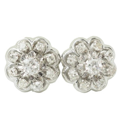 Boucles d'oreilles Puces en or blanc et diamants - Castafiore