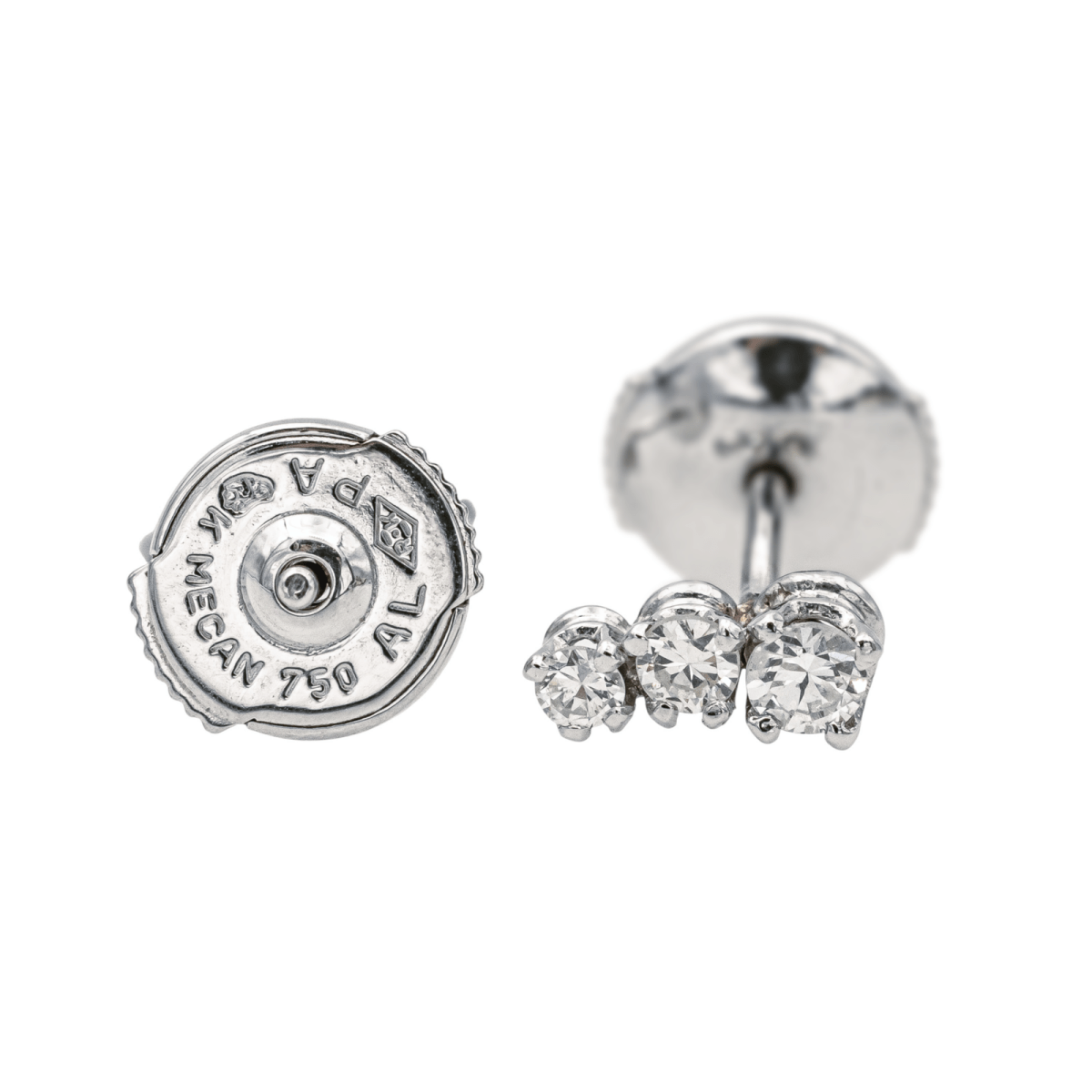 Boucles d'oreilles Puces en or blanc et diamants - Castafiore