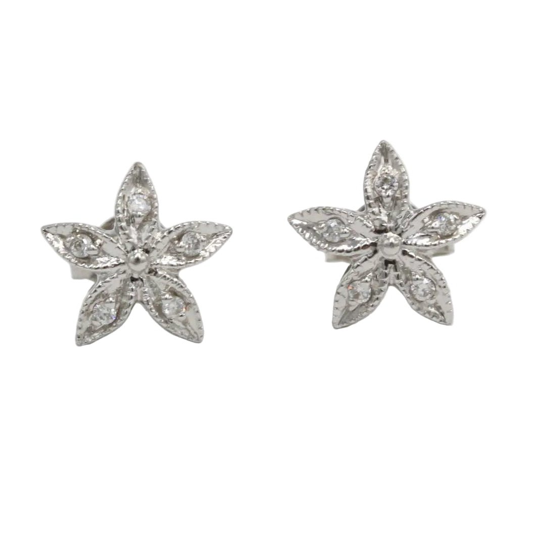 Boucles d'oreilles Puces en or blanc et diamants - Castafiore