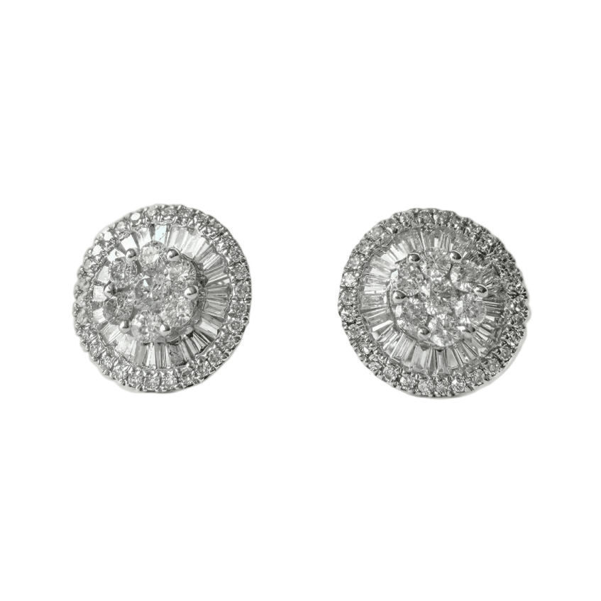 Boucles d'oreilles Puces en or blanc et diamants - Castafiore