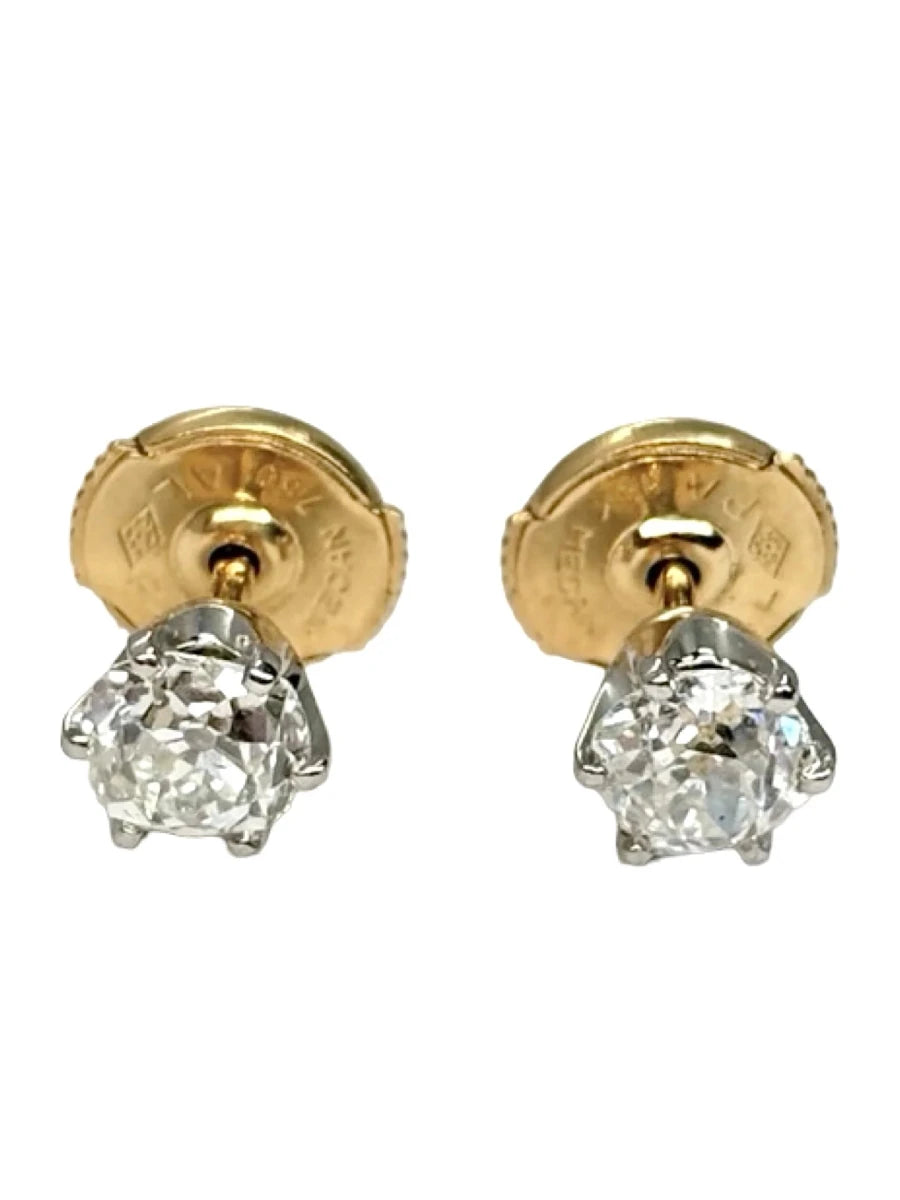 Boucles d'oreilles Puces en or blanc et diamants - Castafiore