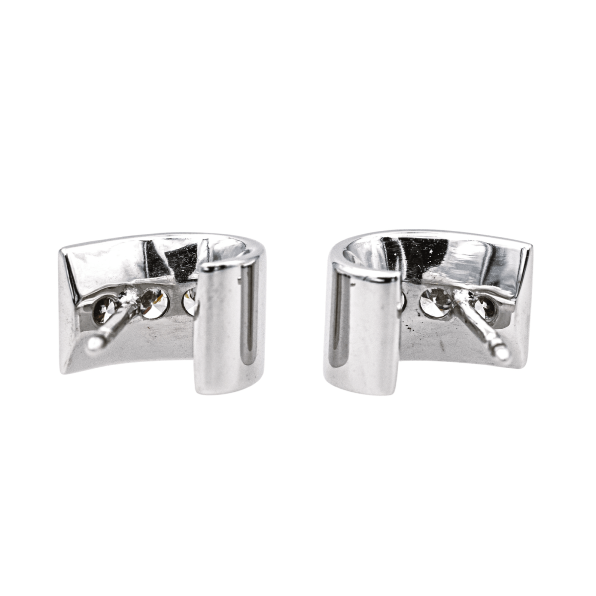 Boucles d'oreilles Puces en or blanc et diamants - Castafiore