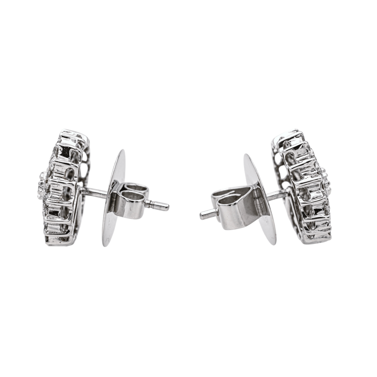 Boucles d'oreilles Puces en or blanc et diamants - Castafiore