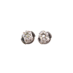Boucles d'oreilles Puces en or blanc et diamants - Castafiore