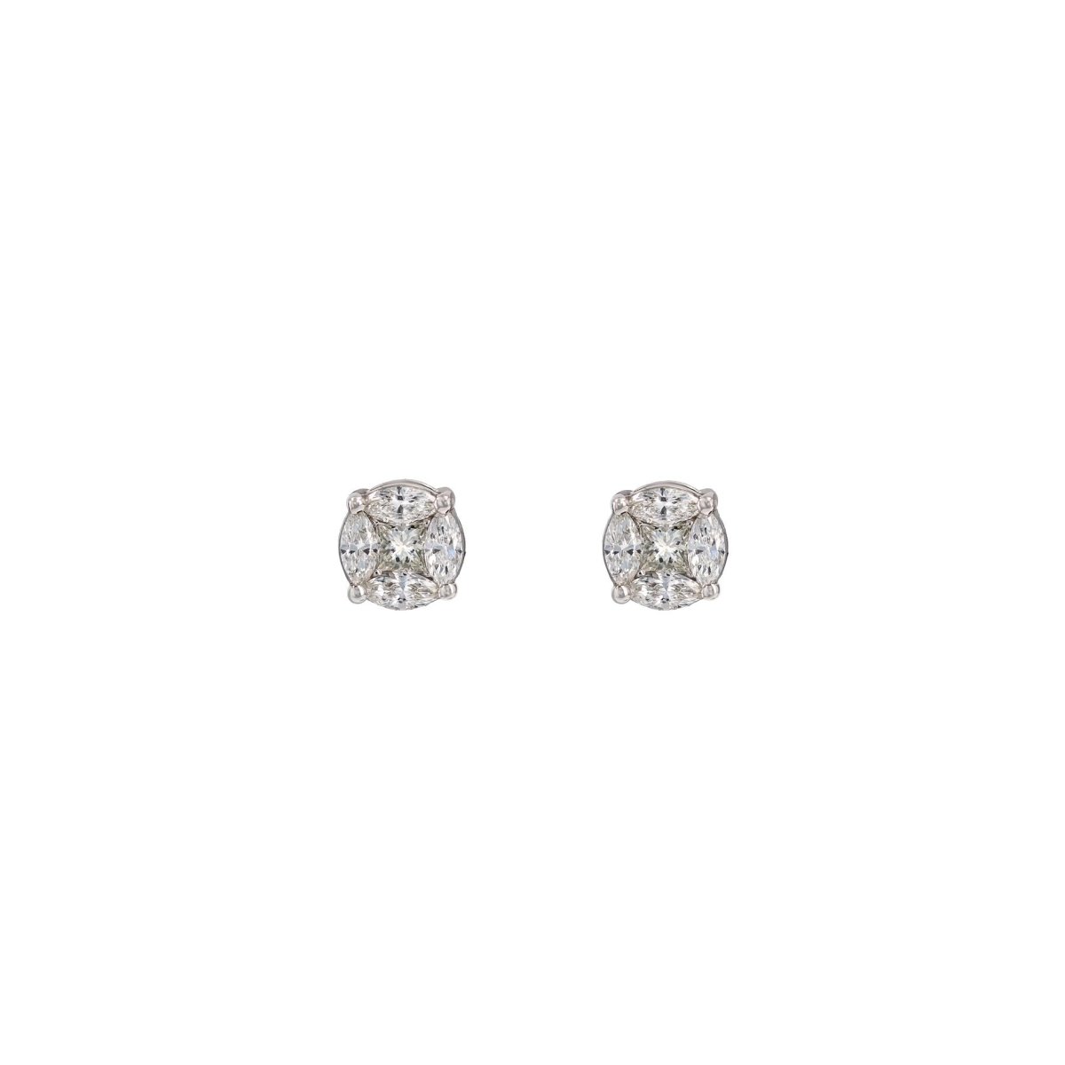 Boucles d'oreilles Puces en or blanc et diamants - Castafiore