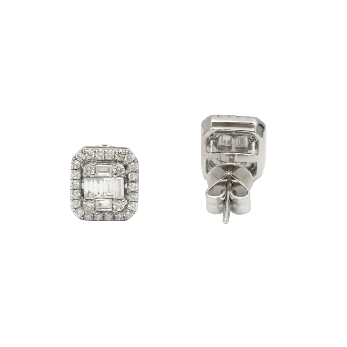 Boucles d'oreilles Puces en or blanc et diamants - Castafiore