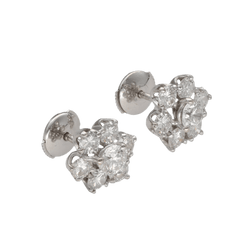 Boucles d'oreilles Puces en or blanc et diamants - Castafiore