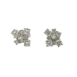 Boucles d'oreilles Puces en or blanc et diamants - Castafiore