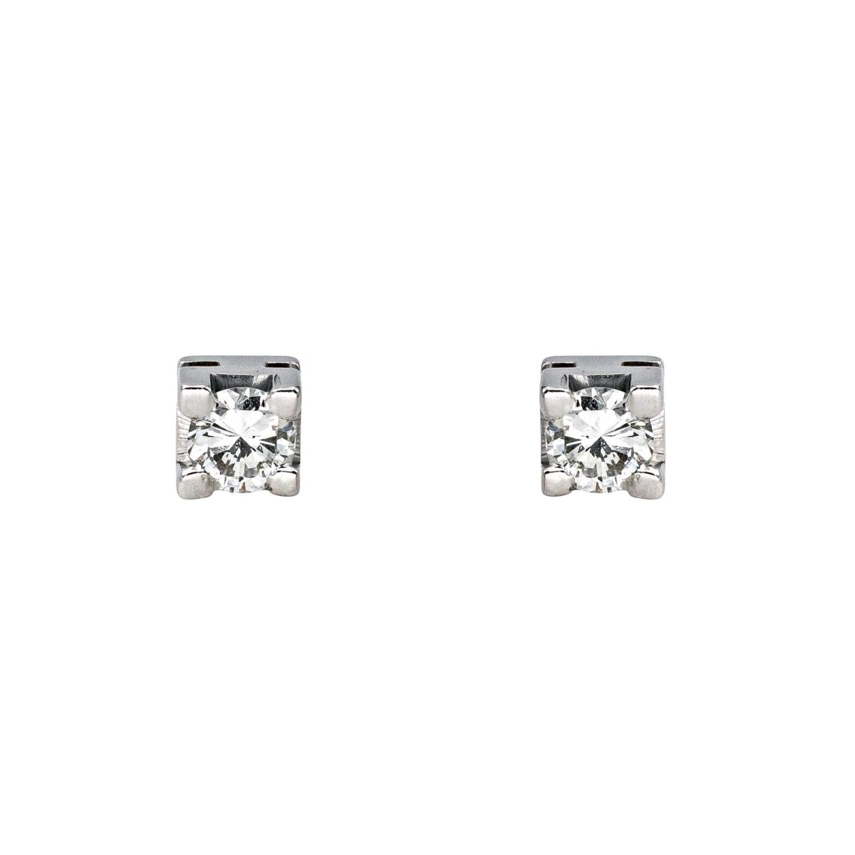 Boucles d'oreilles Puces en or blanc et diamants - Castafiore