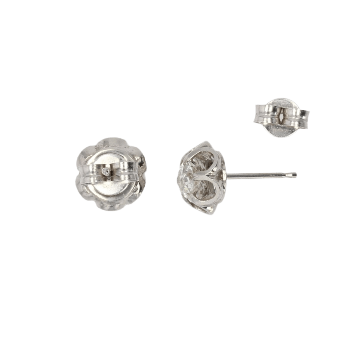 Boucles d'oreilles Puces en or blanc et diamants - Castafiore