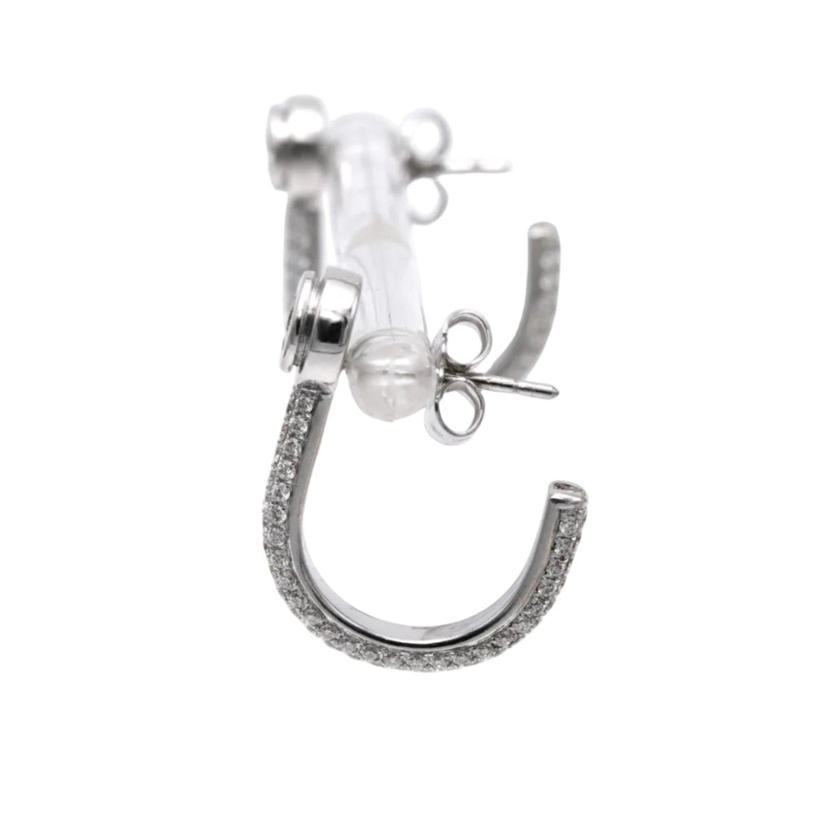 Boucles d'oreilles Puces en or blanc et diamants - Castafiore
