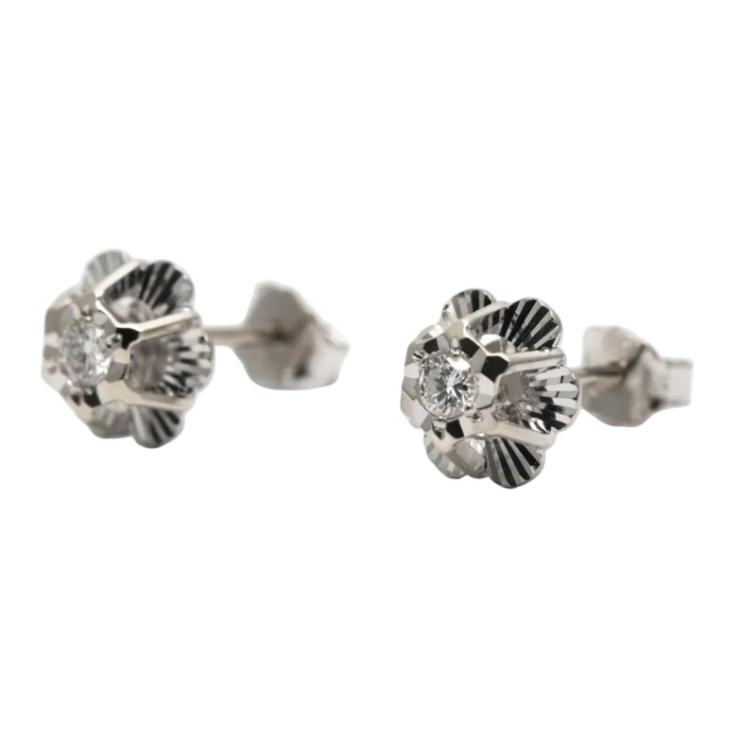Boucles d'oreilles Puces en or blanc et diamants - Castafiore