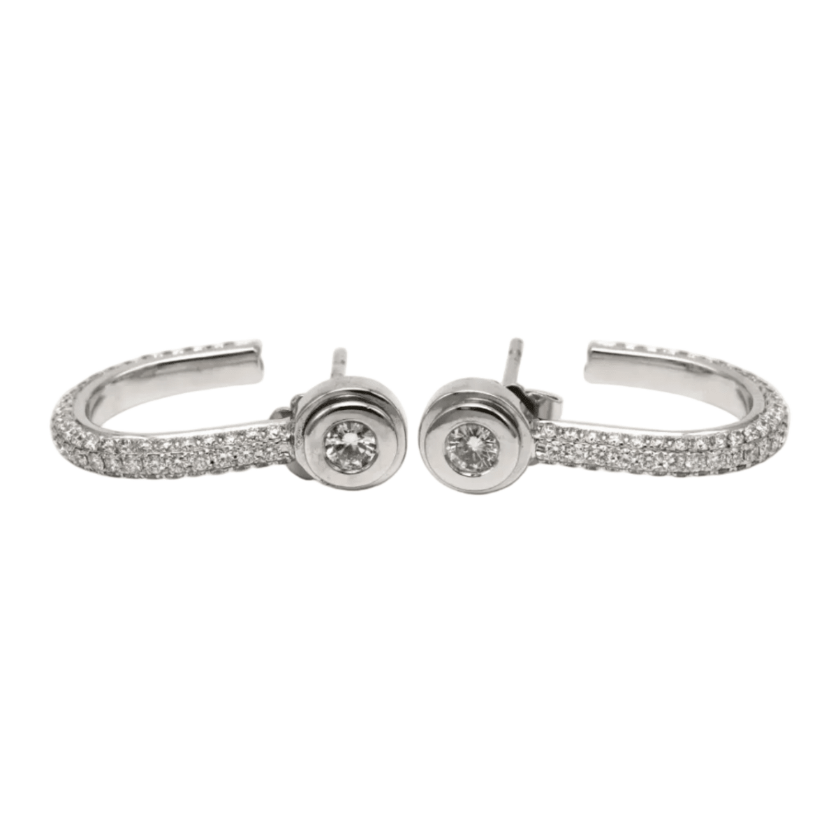 Boucles d'oreilles Puces en or blanc et diamants - Castafiore