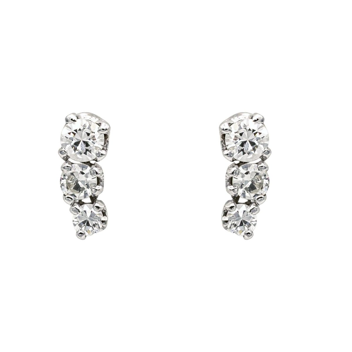 Boucles d'oreilles Puces en or blanc et diamants - Castafiore