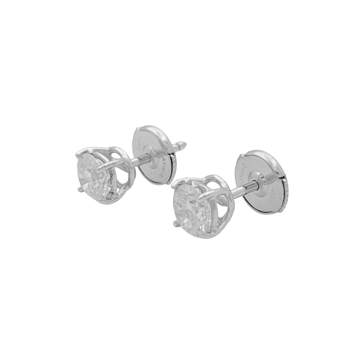 Boucles d'oreilles Puces en or blanc et diamants - Castafiore