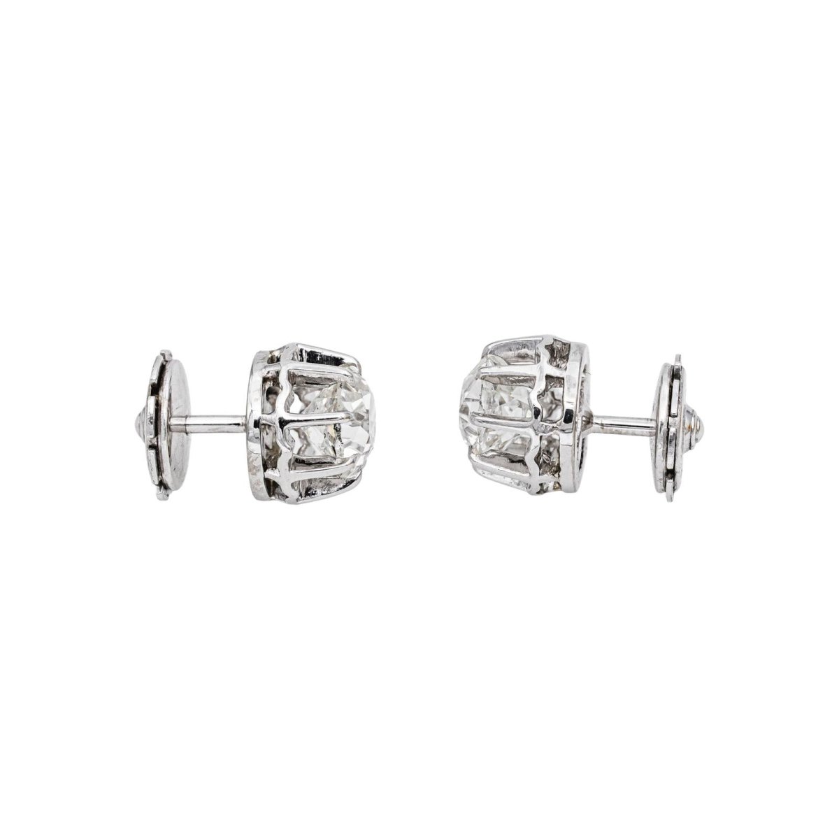 Boucles d'oreilles Puces en or blanc et diamants - Castafiore