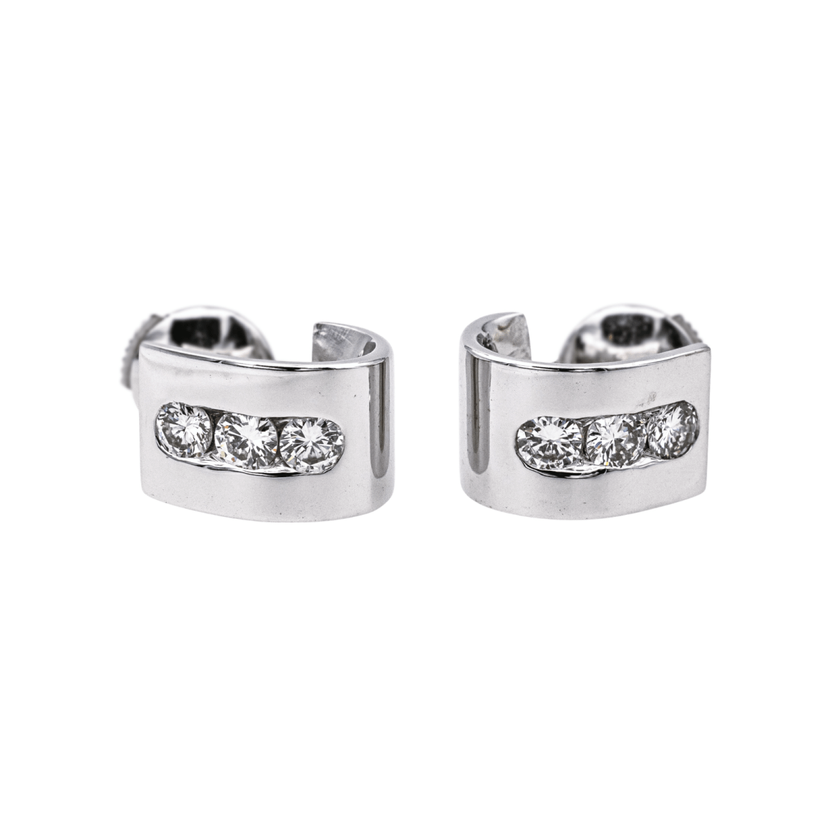 Boucles d'oreilles Puces en or blanc et diamants - Castafiore