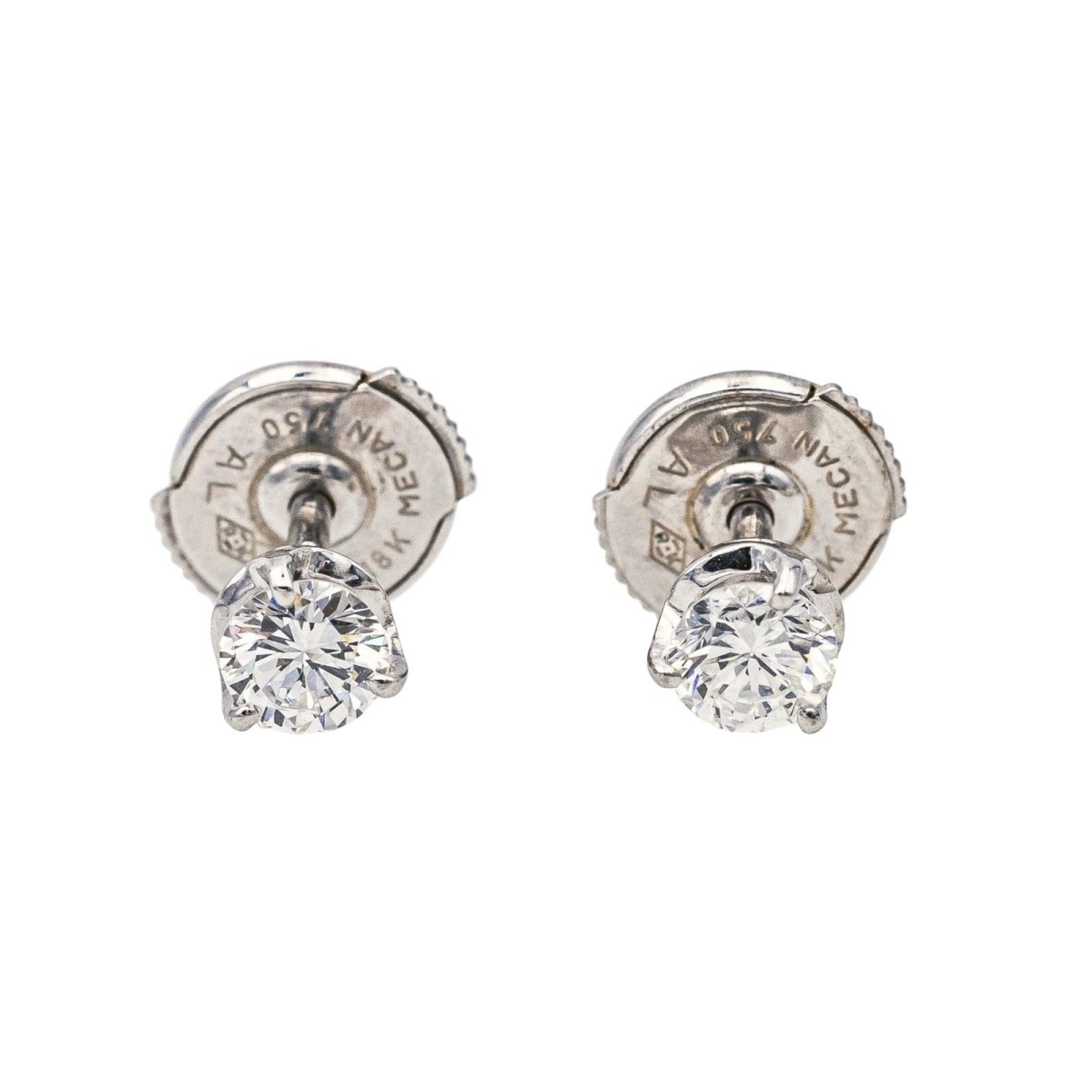 Boucles d'oreilles Puces en or blanc et diamants - Castafiore