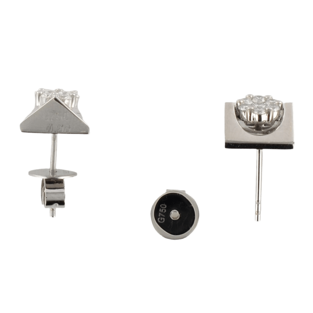 Boucles d'oreilles Puces en or blanc et diamants - Castafiore