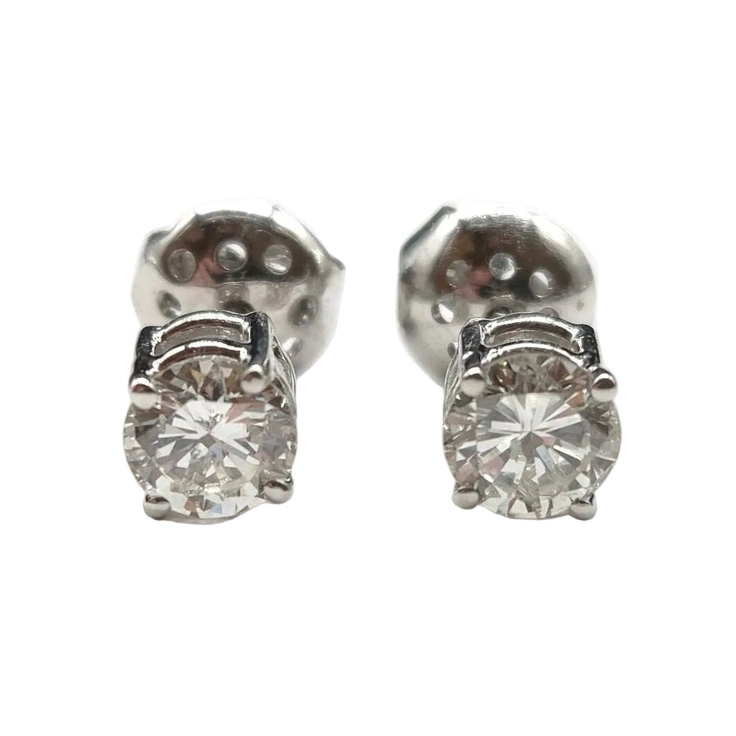 Boucles d'oreilles Puces en or blanc et diamants - Castafiore